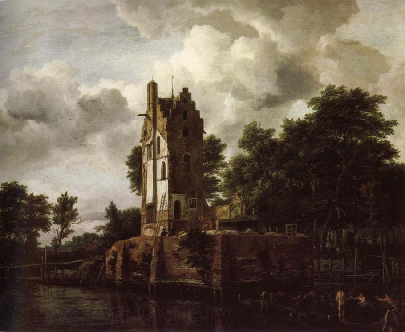 Jacob van Ruisdael Reconstruction of the ruins of the Manor Kostverloren Spain oil painting art